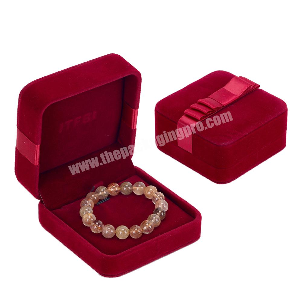 Luxury velvet jewelry set packaging big size boxes jewelry box with velvet insert bracelet pink flip top cardboard jewelry boxes