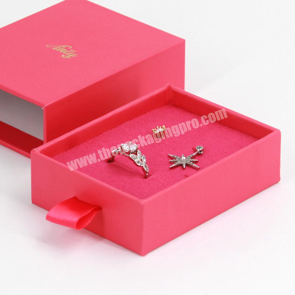 Luxury wedding ring jewelry packaging box custom design logo necklace packaging jewelry set box ribbon drawer ring jewelry box