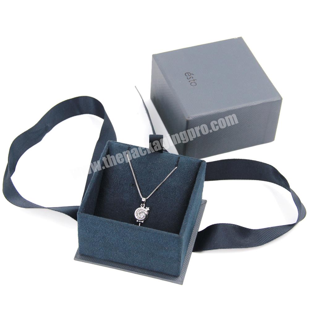 Luxury wedding ring necklace gift jewelry box set packaging ring jewelry box with ribbon custom jewelry ring box