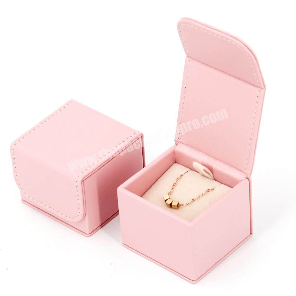 Luxury wedding ring necklace packaging for cute jewelry gift storage boxes velvet pink ring box set custom logo rose jewelry box