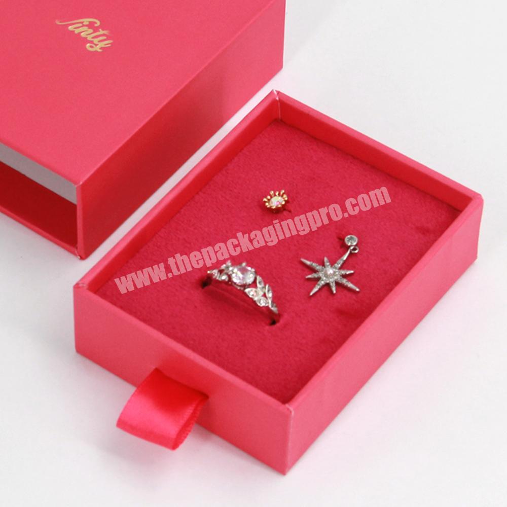 Luxury wedding sliding small eco friendly paper gift packaging ring box custom printed logo bracelet box jewelry ring gift box
