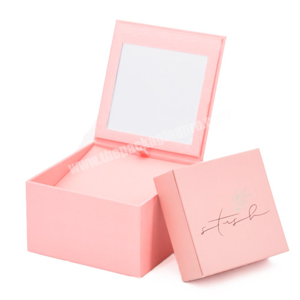 Luxury wedding velvet pink jewelry box packaging ring earring necklace jewelry box travel design custom pink velvet jewelry box
