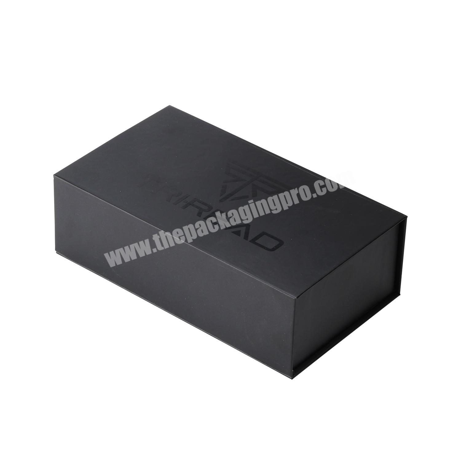 Magnetic Ribbon Luxury Craft Tshirt Packaging Custom Rectangle Cardboard Extra Large Black Gift Box