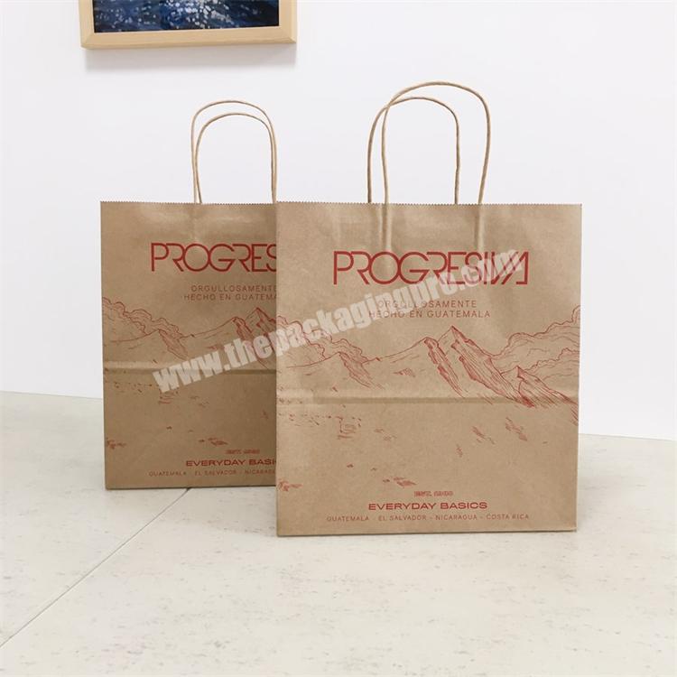 Many Years Factory Custom Print Logo Twisted Handle Gift Package Carry Clothing Shopping Kraft Paper Bag