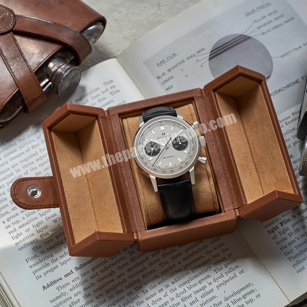 Oem custom eco friendly recycled paper watch box gift set pu leather double open watch luxury box single watch packaging box