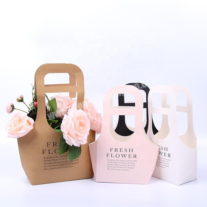 Open flower arrangement kraft paper bag folding portable paper bag waterproof flower packaging handbag