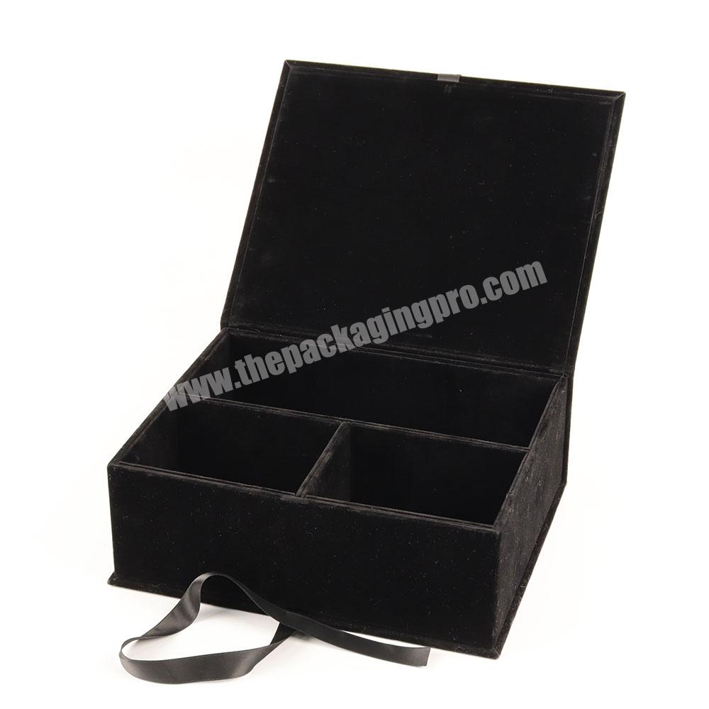 Personalised customization black velvet jewelry box gift packaging box elegant luxurious necklace jewelry storage box