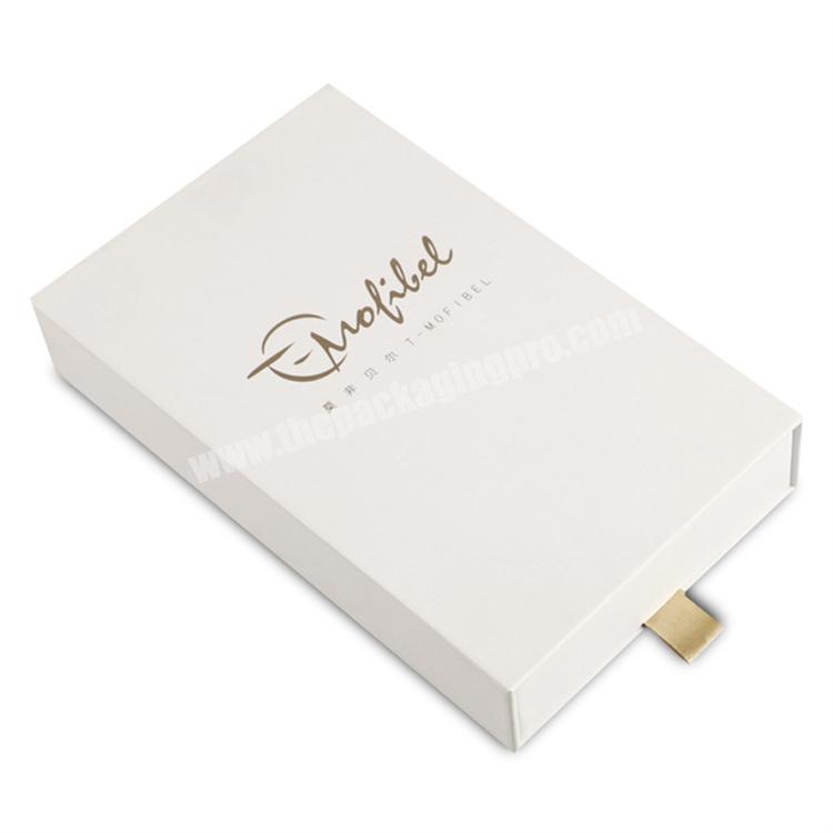 Personalized Hot Foil Logo White Cardboard Ring Earring Necklace Bracelet Packaging Drawer Box