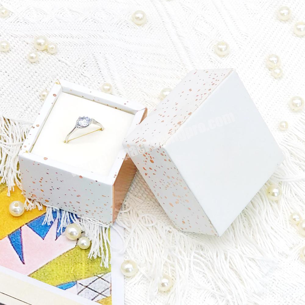 Personalized gift jewelry sets box handmade high end small travel ring jewelry box custom logo square mini white jewelry box