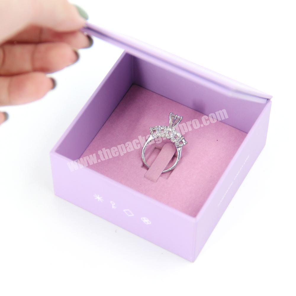 Personalized jewelry box with mirror gift packaging ring necklace custom jewelry boxes with logo luxury ring suede jewelry box