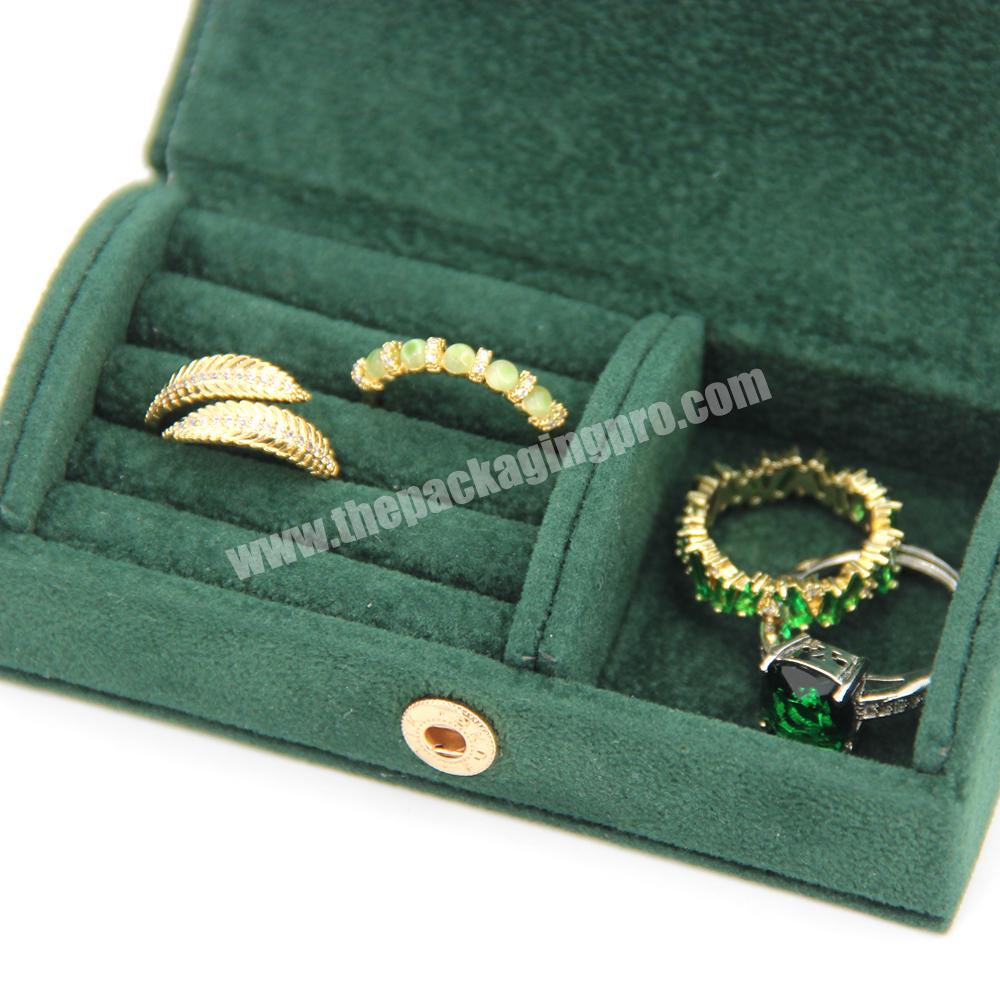 Personalized velvet jewelry box for women vintage jewelry ring necklace velvet round jewelry box set luxury earring bracelet box