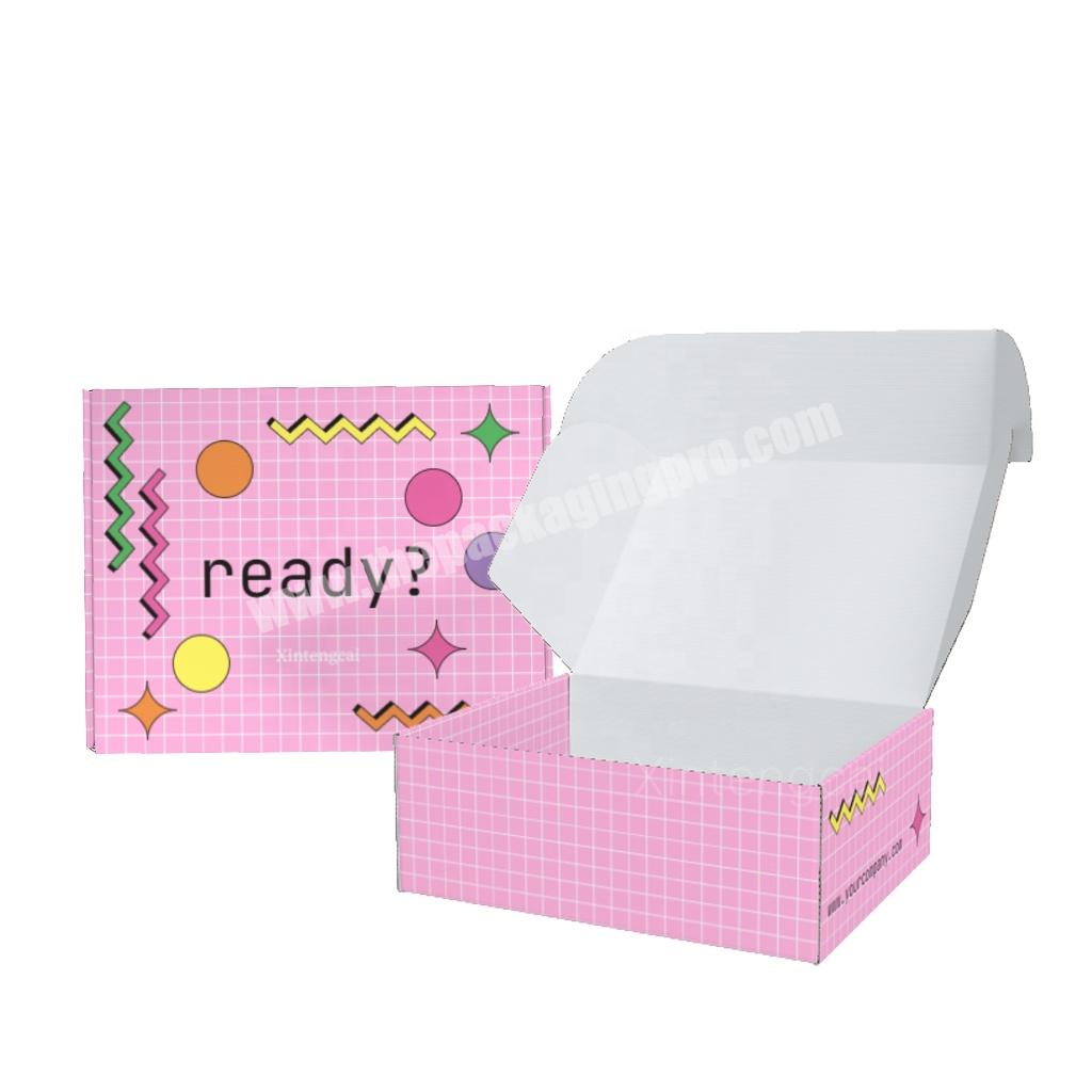 Pink Packaging Box Cardboard Corrugated Cosmetics Mailer Box Printing Custom Size Logo Shipping Box For Eyeshadow Wig Skin Pack