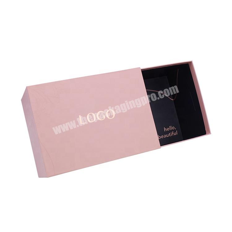 Pink Rigid Paper Box Luxury Custom Logo Sliding Gift Cosmetics Skin Care Packaging Drawer Box