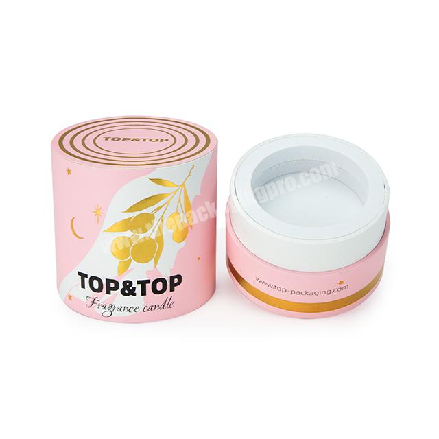 Pink Round Candle Box Custom Luxury Cardboard Tube Box with Foam for Glass Jars Packaging
