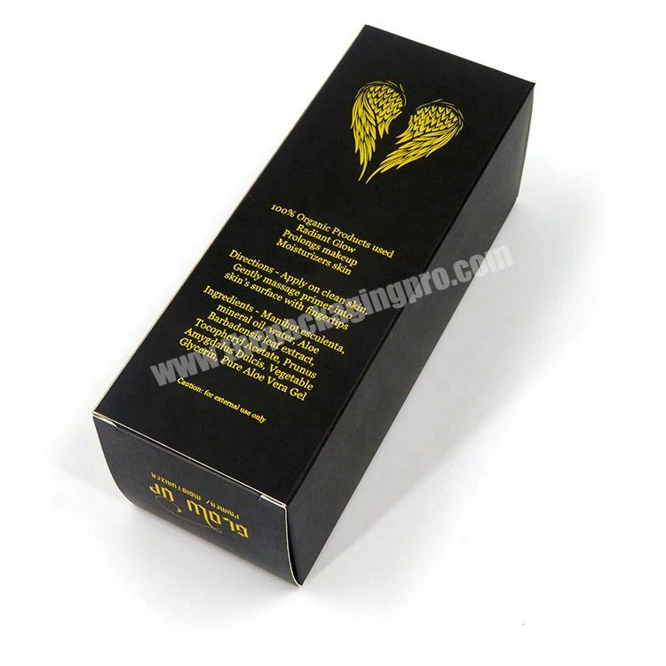 Popular Custom Paper Cosmetic Packaging Black Cosmetic Box With Gold Foil Logo