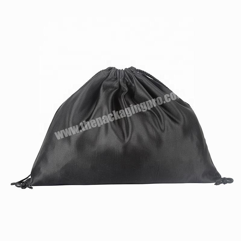 Promotional Black Drawstring Bag Satin Purse Packaging Dust Bag Travel Large Shoe Bag for Purse