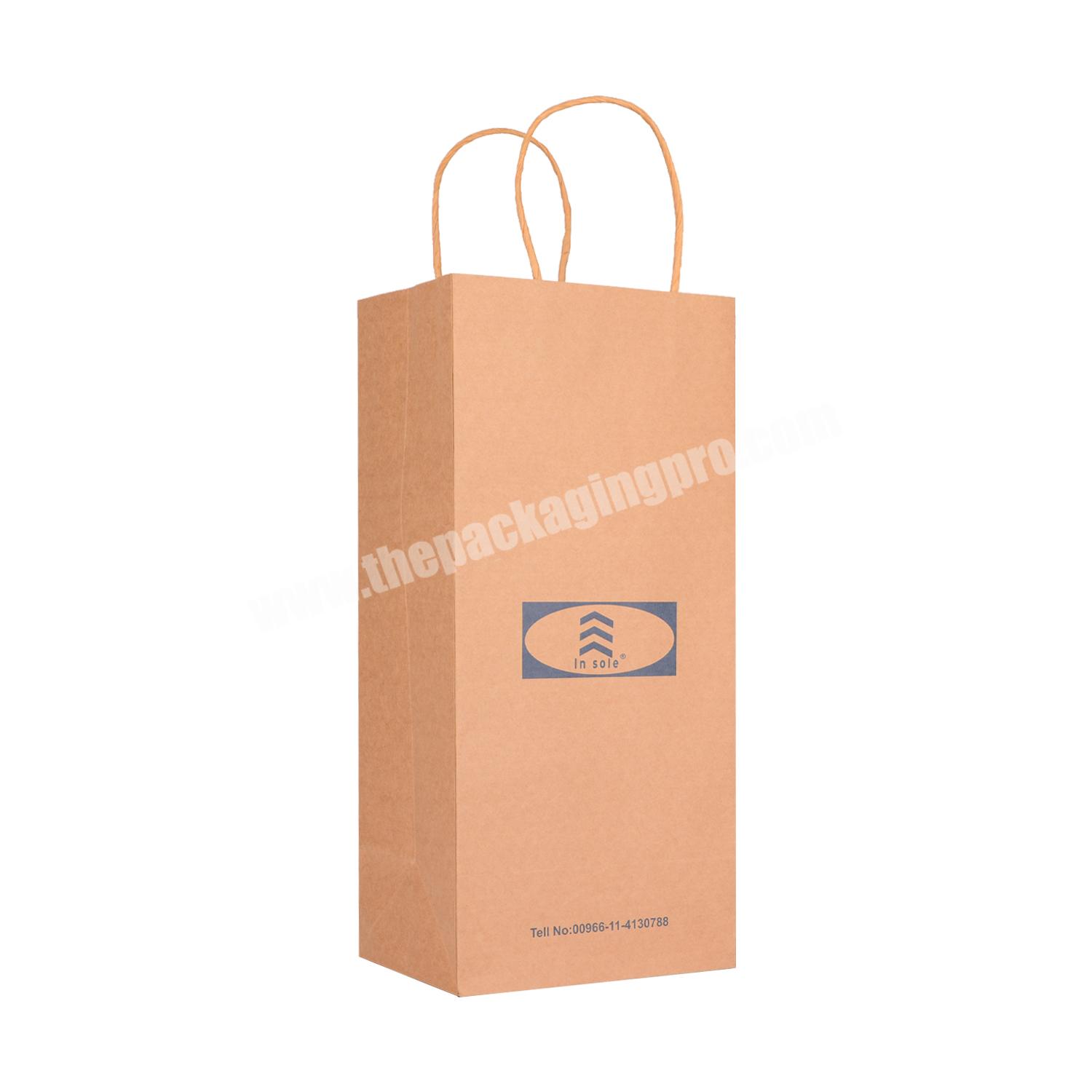 Recyclable Wide Base Brown Kraft Paper Gusset Bag Eco Boutique Shopping Paper Bag With Your Own Logo