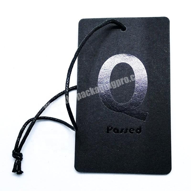 Recycled Clothes Clothing Hang Tags Customize Brand Product Paper Swing Tag Luxury Garment Accessories Black Paper Price Hangtag