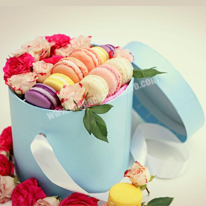 Rose cute custom cylinder cardboard round storage flower hat gift box with lid