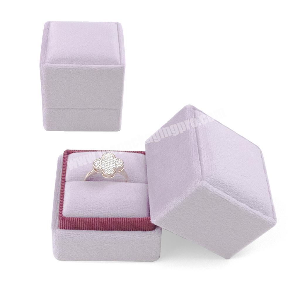 Round colorful storage ring packaging box wedding white packaging purple velvet ring gift box custom luxury velvet jewelry box