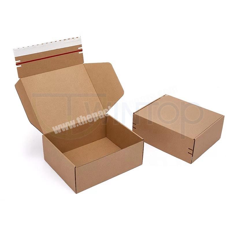 Security corrugated mailer packaging with adhesive and tear strip postage box brown shipping boxes for swing clothing jewelry