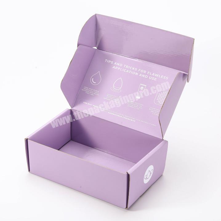 Shenzhen Factory Custom Logo Cardboard Cartons Shipping Mailer Box Purple Cosmetic Set Corrugated Packaging Boxes