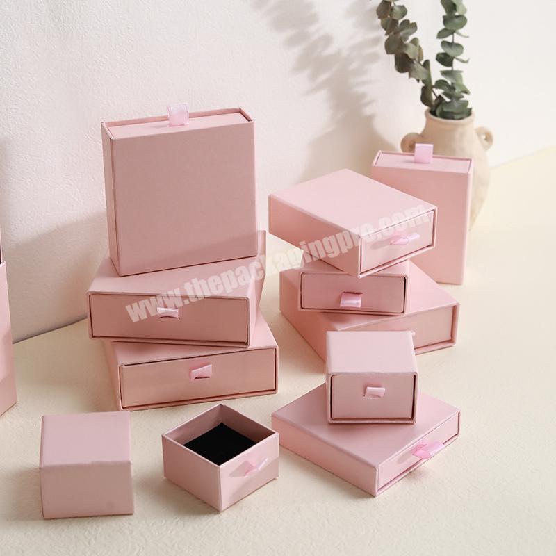 Slide Paper Box Packaging Nail Custom Logo Jewelry Pink Sliding Jewellery Boxes
