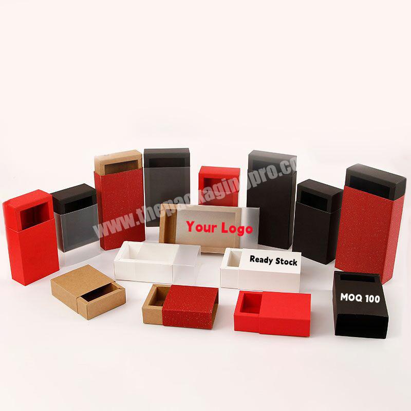 Sliding Kraft Drawer Paper Soap Box With Frosted PVC Sleeve