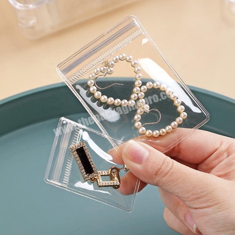 Small MOQ Stock Clear PVC Jewelry Packaging Bag Portable Easy Pack Earrings Storage Ziplock Bag