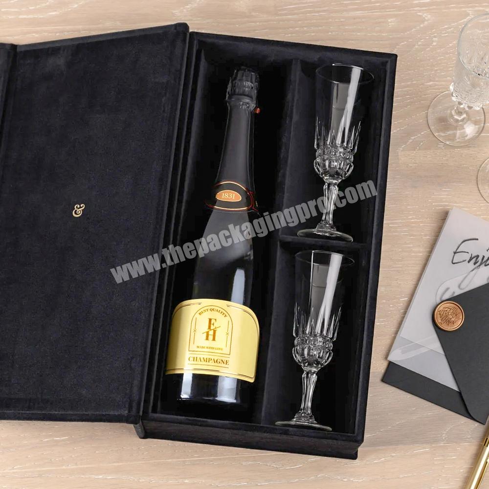 Unique design logo custom luxury foldable kraft cardboard wine bottle packaging box magnetic flip tube single red wine gift box