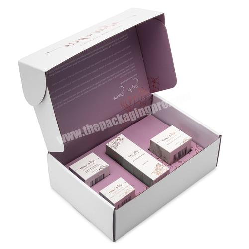 White Purple Personalized  Luxury Inserts 10 x 10 x 4 Skincare Cosmetic Shipping Box Corrugated Mailer Box Custom