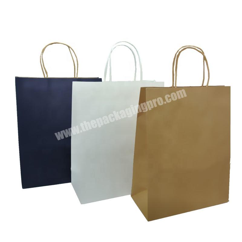 Wholesale Biodegradable blank gift packaging colored recyclable thickness brown white handles kraft paper bag