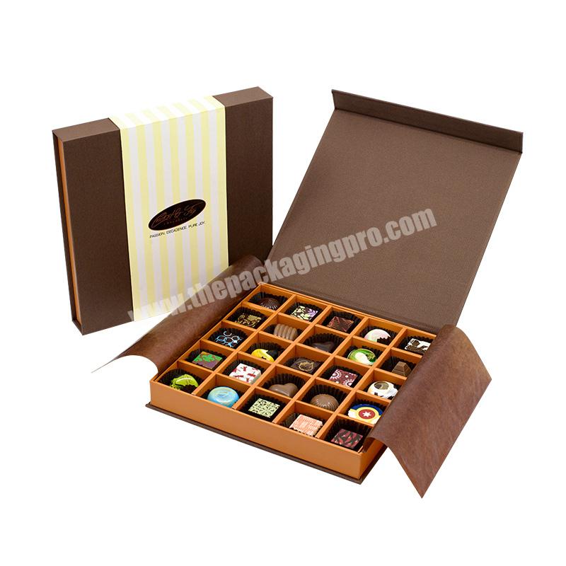 Wholesale Custom Logo Color Printing Eco Friendly Coated Paper Chocolate Box Magnetic Closure Flip Candy Packing Box With Tissue