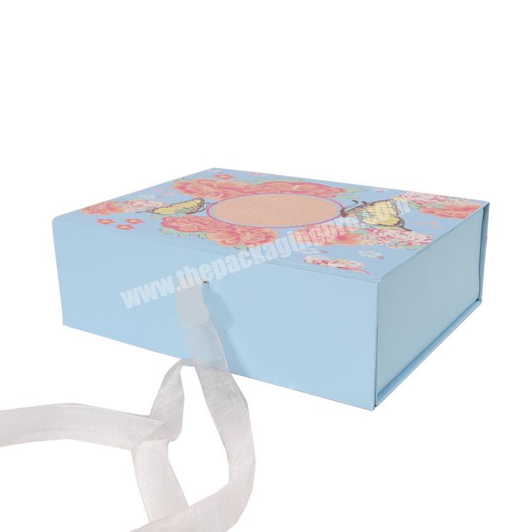 Wholesale Custom Logo Luxury Rigid Cardboard Magnetic Paper Gift Folding Boxes Closure For Wedding Dress with Ribbon