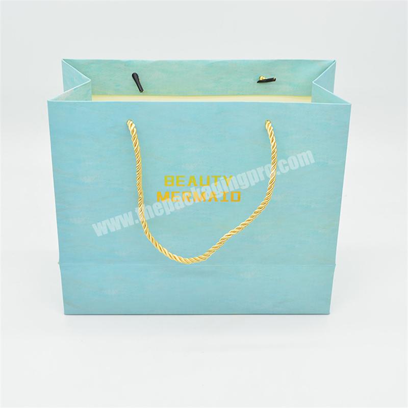 Wholesale Custom Printed Logo Green Packaging Art Paper Shopping Paper Bag With Ribbon Handle Gift Box For Shoes Clothing