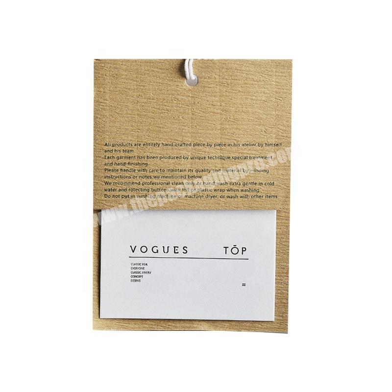Wholesale Foldable Product Tag Custom Logo Printed Papier Kraft Etiquette Cadeau Hang Tags and Bundle Wrap