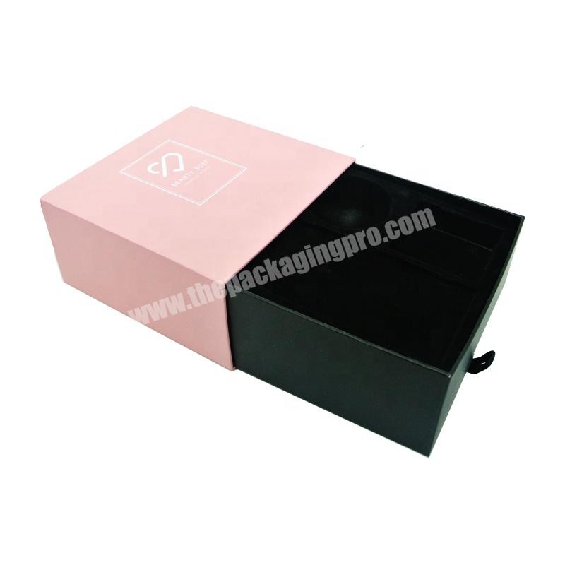 Wholesale Handmade Black Square Cardboard Custom Logo Slide Drawer Gift Ornament Pull Out Drawer Packaging Box