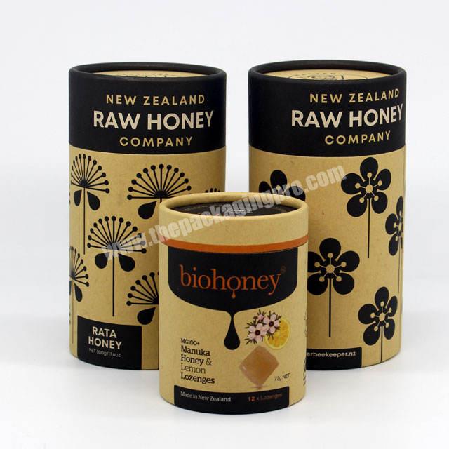 Wholesale Honey Jar Packaging Tubes Custom Logo Printing Paper Tube Natural Kraft Round Cylinder