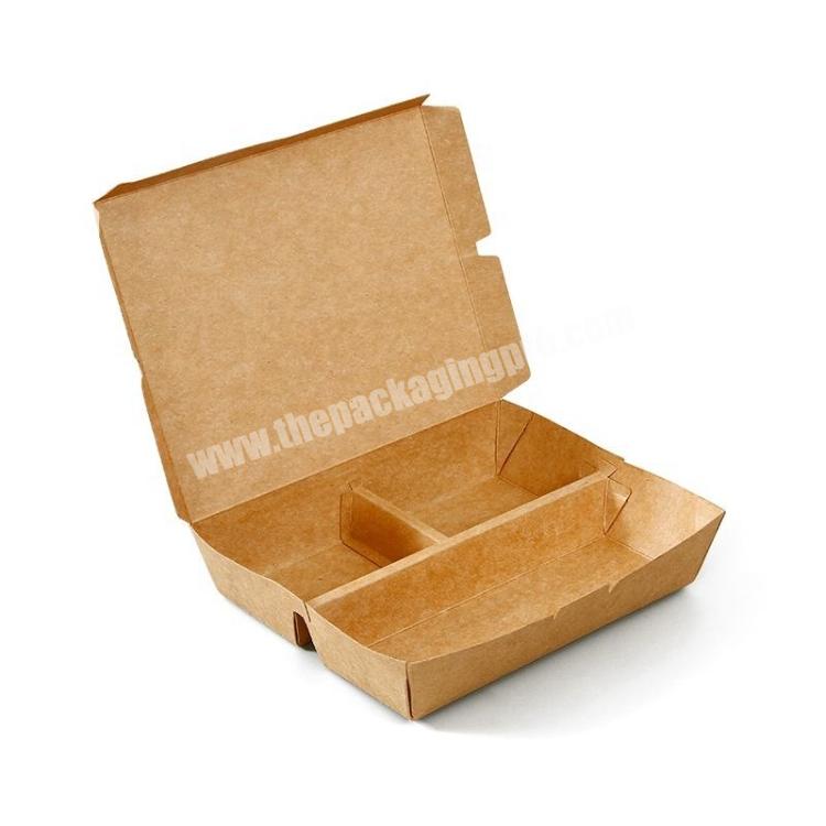 Wholesale Multi-Grid Kraft Paper Lunch Box Food Takeaway Separator  Disposable Packing Box Separate Takeaway Lunch