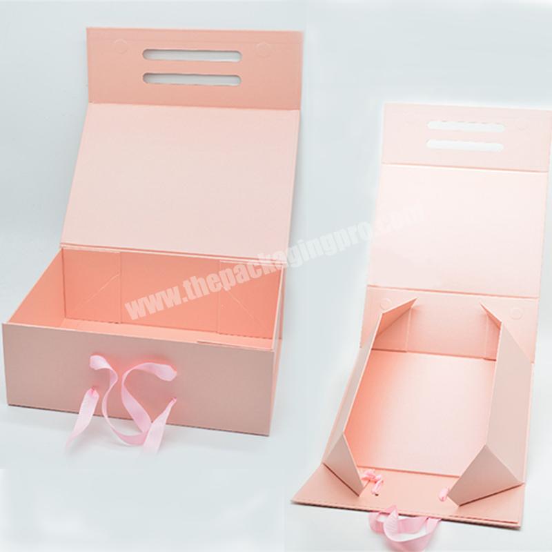 Wholesale Pink Clothing Packaging Box Magnetic Folding Paper Box Packaging Clothes Gift Boxes