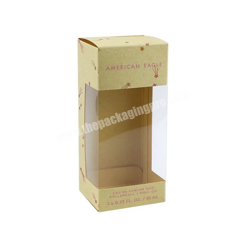 Wholesale Portable Specialty Paper PET Film Open Window Transparent Folding Kraft Paper Card Box