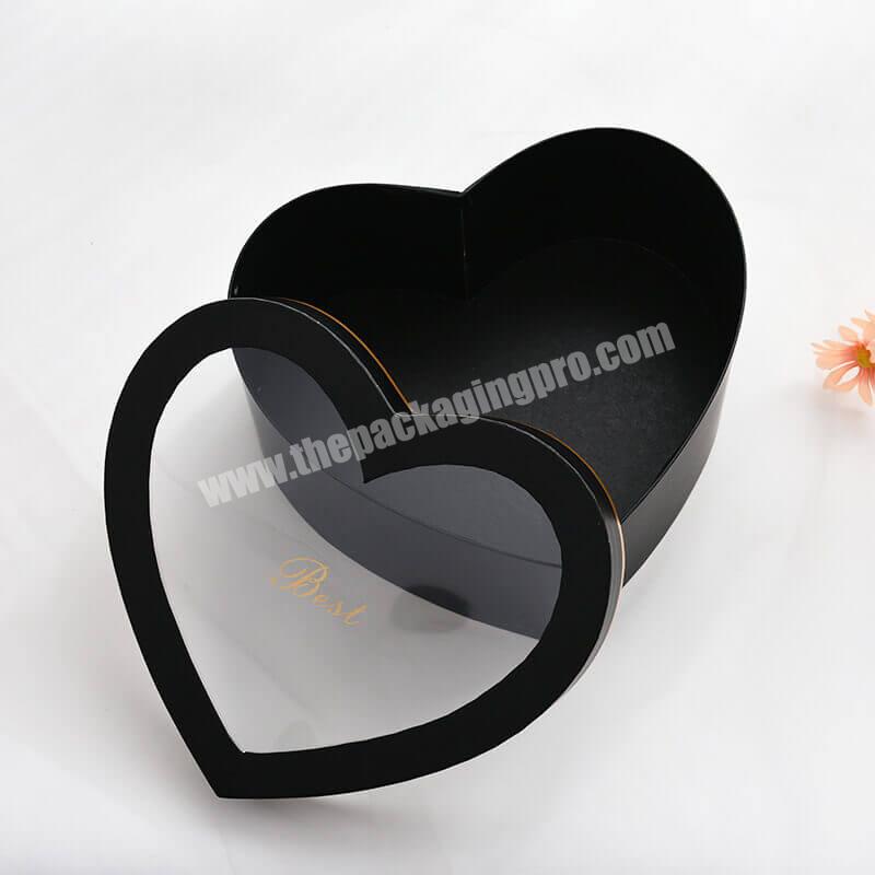 Wholesale Price Heart Shape Chocolate Flower Paper Box With Transparent Window