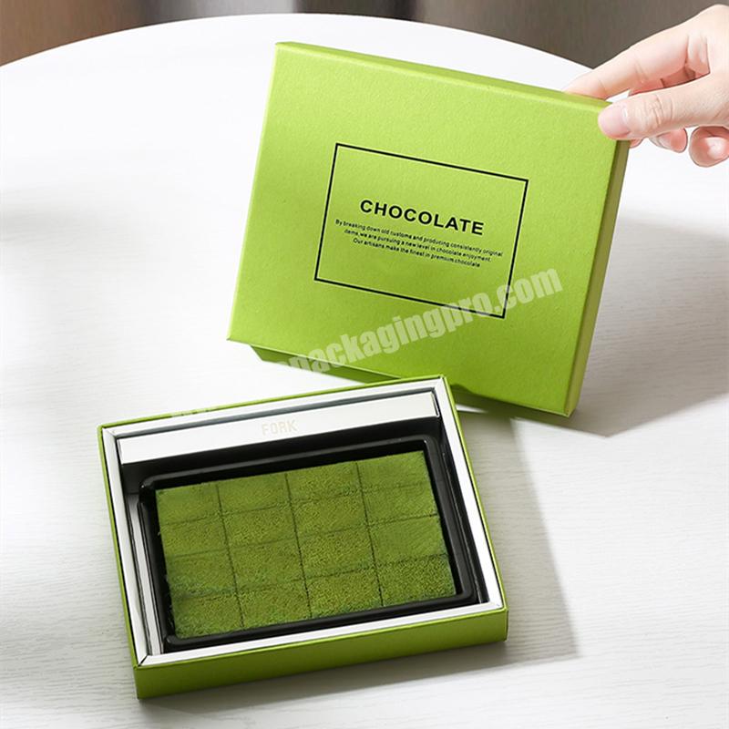 Wholesale Printing Logo Card Paper Food Box Plastic Transparent Box Customized Matcha Chocolate Packaging Box with Inserts