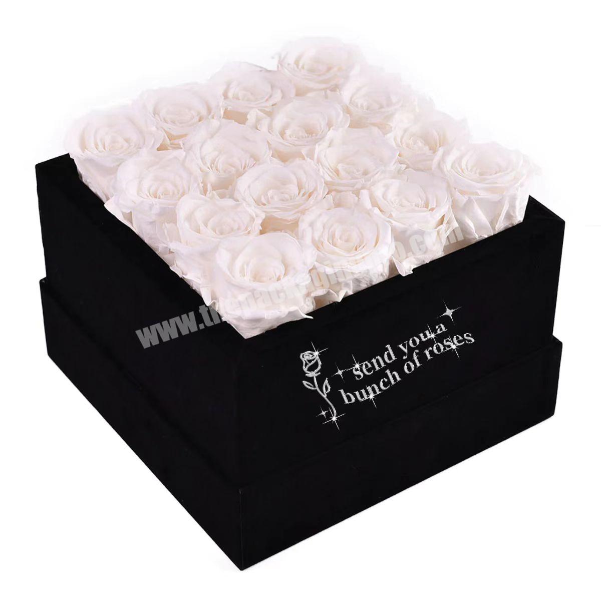 Wholesale flower gift box square preserved rose flower gift packaging box for valentine's day mother's day