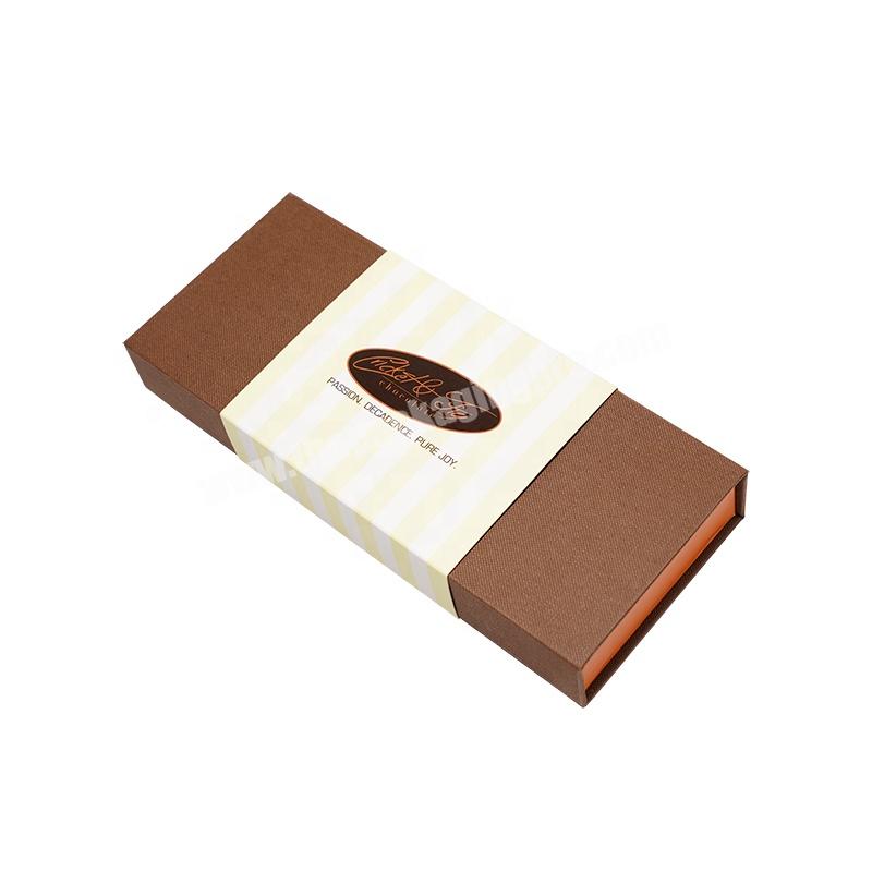 Wholesale luxury custom chocolate packaging box  book shape drawer rigid magnetic chocolate gift box