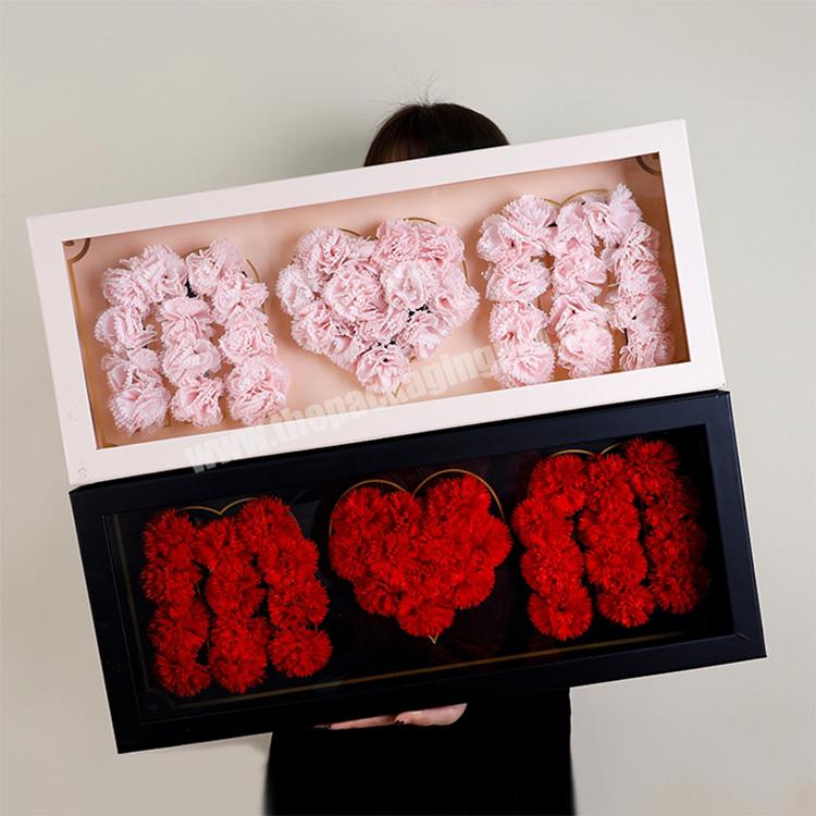 Wholesale luxury paper Mother's Day bouquet packaging box New Valentine's Day transparent flower gift box