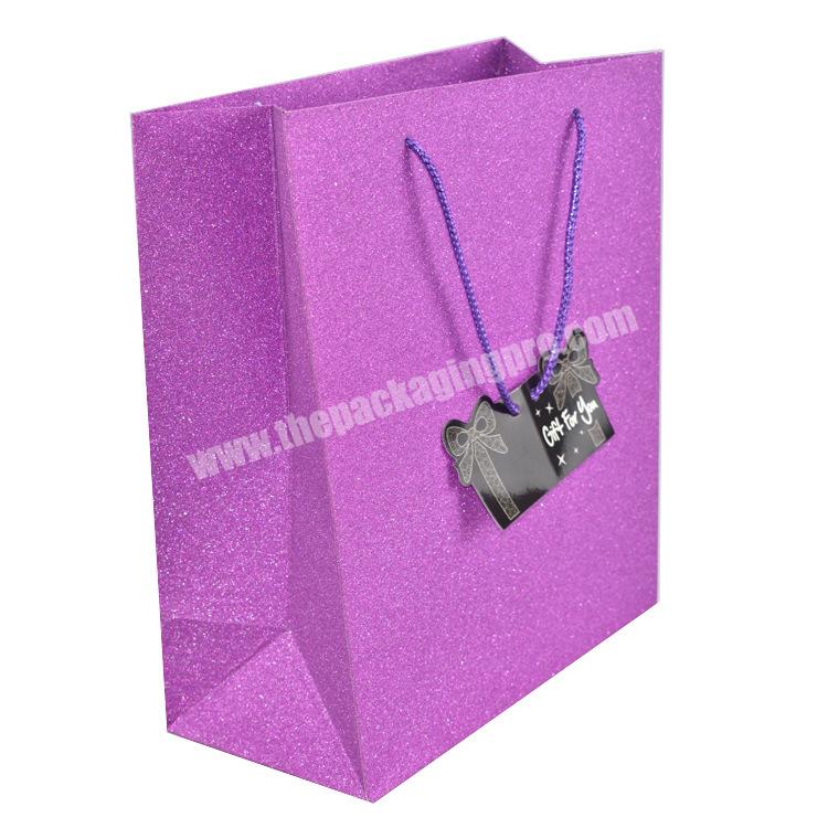 Your Own Logo Print Luxury Glitter Gift Jewelry Packaging Shopping Cosmetic Carry Paper Bag with Handle