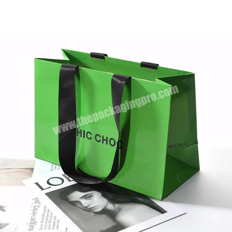 china wholesale customized eco friendly brown kraft flat handle retail paper shopping bags