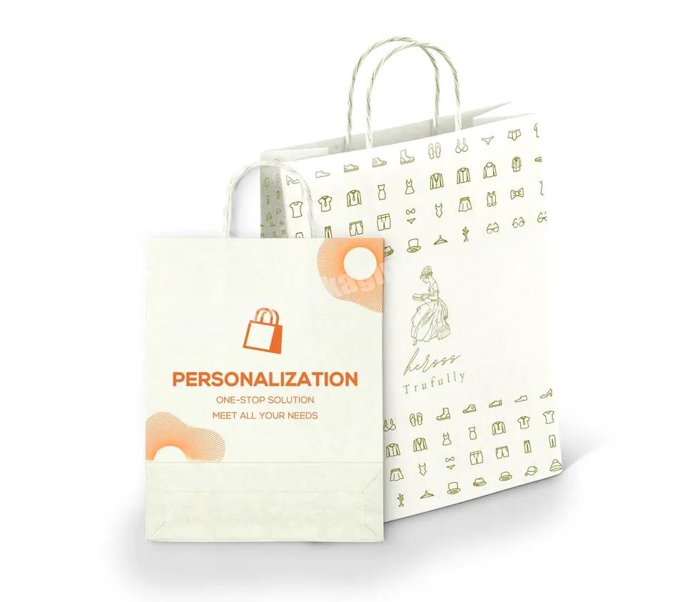 custom Large Size Luxury Clothes boutique Packaging color Recycled kraft personal Paper Bags clothing packaging