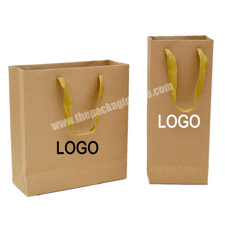 custom craft paper packaging bags with logo bolsas de papel printing shopping brown kraft paper bag with handle
